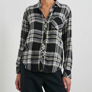 Rails Black and White Plaid Button down Hunter Shirt size Small